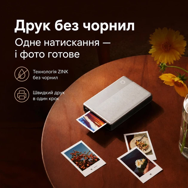 Портативний фотопринтер Mijia Pocket Photo Printer 1S Білий, ZINK, Bluetooth, друк фото 2×3", 313×512 dpi, USB Type-C, AR-фотографії - Фото 6 Портативний фотопринтер Mijia Pocket Photo Printer 1S Білий, ZINK, Bluetooth, друк фото 2×3", 313×512 dpi, USB Type-C, AR-фотографії - изображение 6