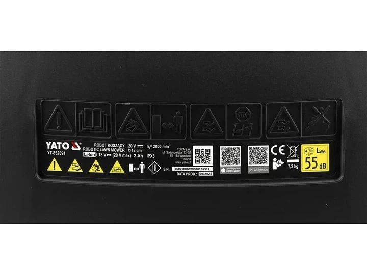 Газонокосарка-робот акумуляторна YATO YT-852091 (+ зарядна станція) - Фото 9 Газонокосарка-робот акумуляторна YATO YT-852091 (+ зарядна станція) - зображення 9
