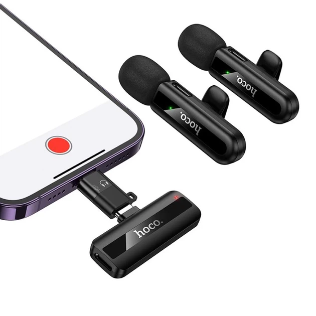 Микрофон беспроводной двойной Hoco L20A Lightning/USB-C Black (6942007655507) - изображение 3