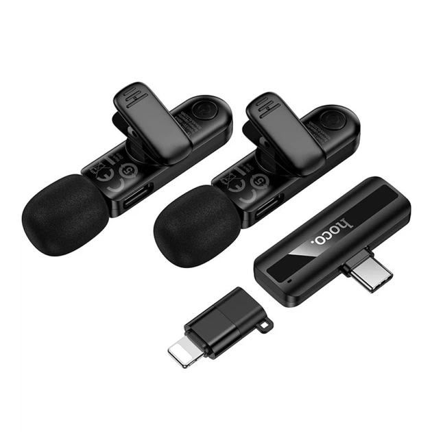 Микрофон беспроводной двойной Hoco L20A Lightning/USB-C Black (6942007655507) - изображение 6