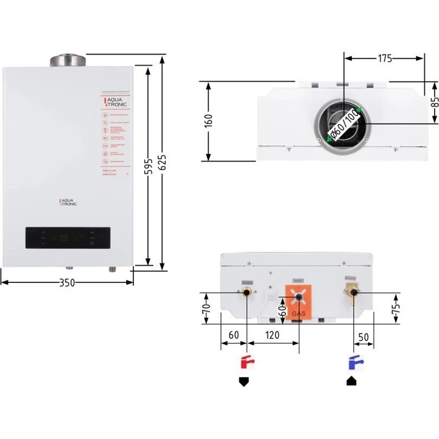 Газова колонка Aquatronic 20 кВт, 10 л/хв, турбована, біла (F05-10LW) - зображення 10