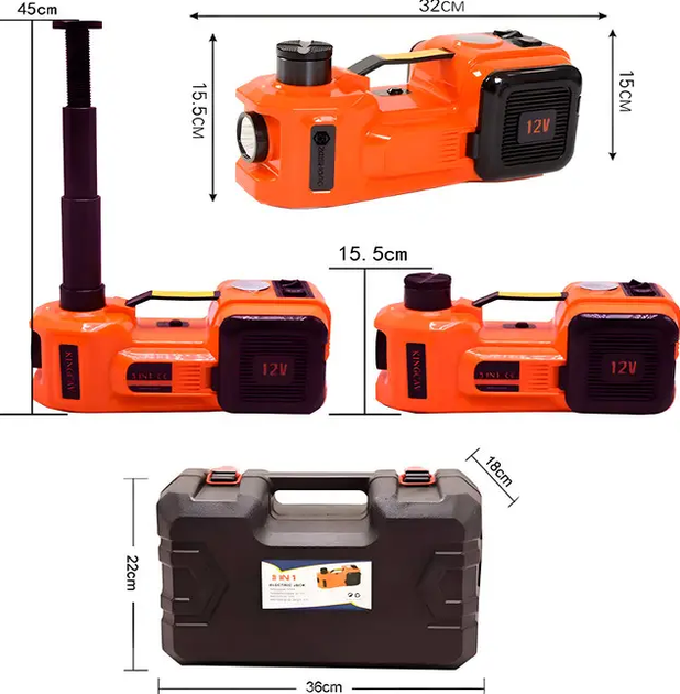 Набор 3в1 электродомкрат+компрессор+фонарь до 3.5 тонн мощность 180w ZSY03-X 12V - изображение 9