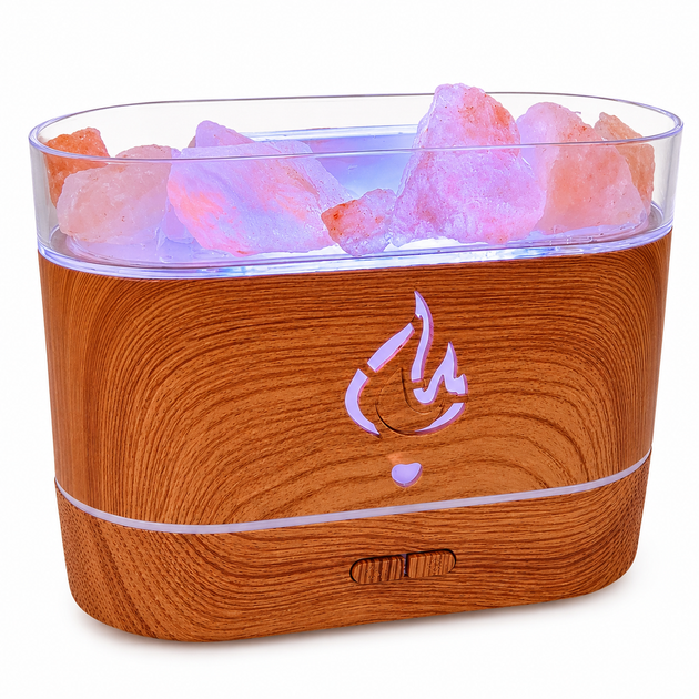 Ультразвуковой увлажнитель воздуха для дома и офиса 10х10х10,5 см Aroma соляная лампа с камнями USB имитация пламени увлажнение воздуха резервуар 200 мл Коричневый - изображение 10