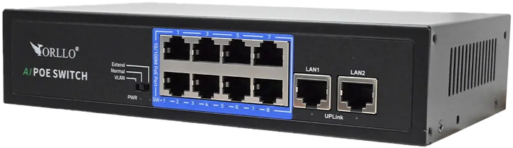 Przełącznik Orllo PoE N-SWITCH 8CH (N-SWITCH-POE-8CH-1) - obraz 2