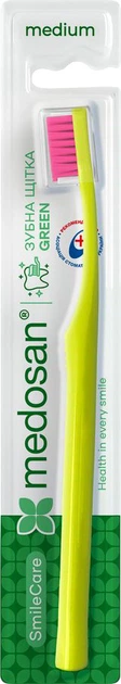Зубная щетка Medosan SmileCare Medium Green Medosan Зеленая (4823109412200) - Фото 1 Зубная щетка Medosan SmileCare Medium Green Medosan Зеленая (4823109412200) - изображение 1