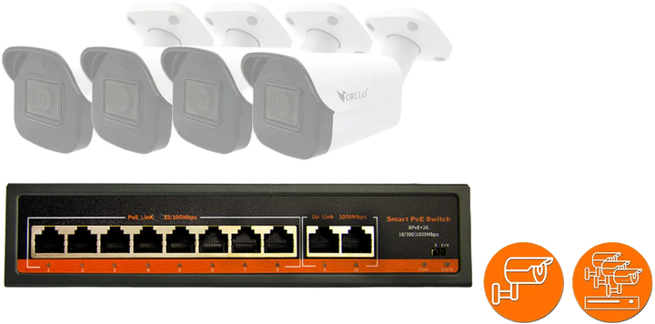 Комутатор Orllo POE SW2 10 Ports + 2GE Uplink (SWITCH-POE-SW2) - зображення 3