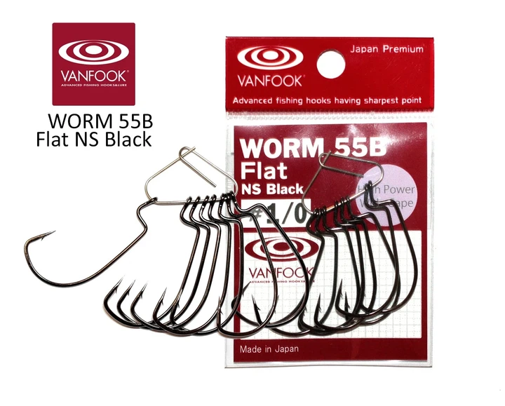 Офсетные крючки Vanfook WORM55B #02 с бородкой Flat NS Black 8 шт - Фото 1 Офсетные крючки Vanfook WORM55B #02 с бородкой Flat NS Black 8 шт - изображение 1