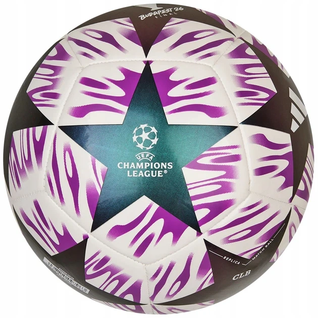 Футбольный мяч UCL 25/26 Club JX9093 размер №4 100% TPU бело-фиолетовый - изображение 3