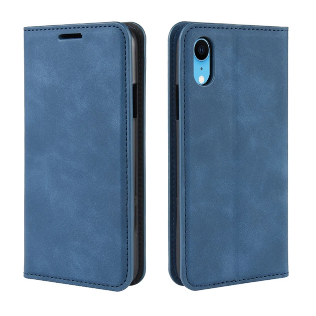 Чехол Taba Retro-Skin для iPhone XR книжка кожа PU с визитницей синий - изображение 7