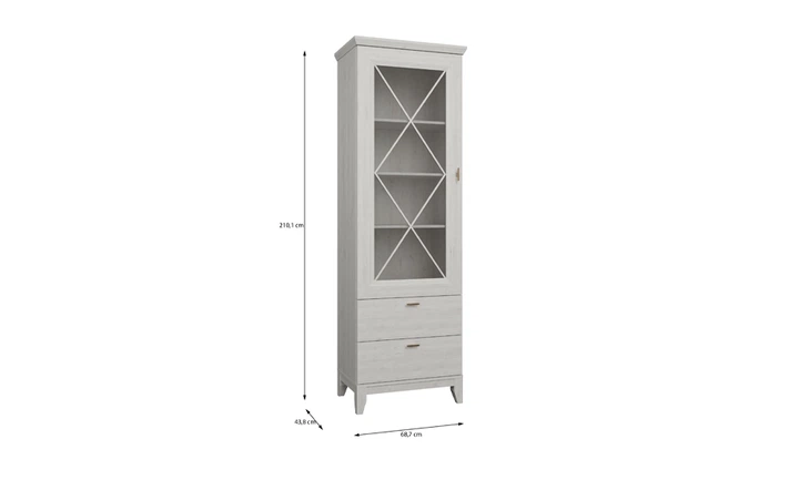 Витрина 1д2ш Miramare MMRV812 сосна белая - изображение 3