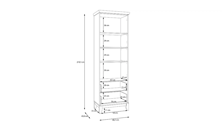 Витрина 1д2ш Miramare MMRV812 сосна белая - изображение 4