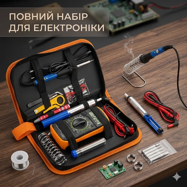 Набір для пайки 32 предмета універсальний комплект чорний 27х15х5 см текстиль - зображення 3