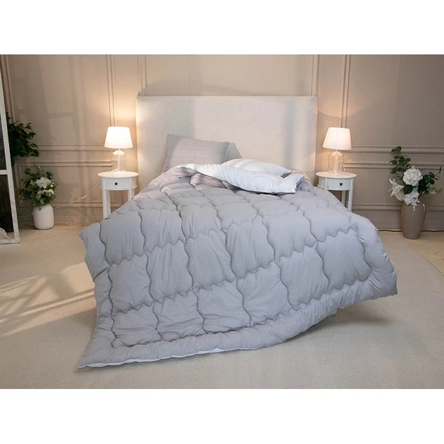 Ковдра Руно зимова полуторна 140х205 см антиалергенне волокно Grey White (321.52_Grey White) - зображення 7