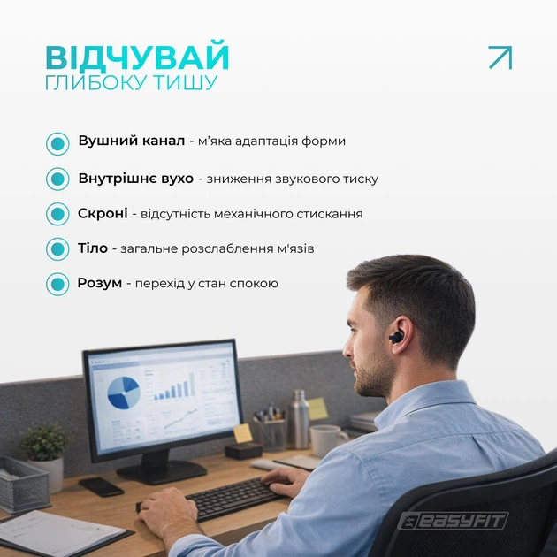 Беруши силиконовые многоразовые EasyFit Чёрные (56003799) - изображение 6