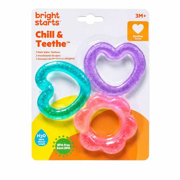 Прорізувачі для зубів Bright Starts Chill & Teethe 3 Pack Water Teethers, охолоджувальні, 3 шт., 3+ місяці - Фото 1 Прорізувачі для зубів Bright Starts Chill & Teethe 3 Pack Water Teethers, охолоджувальні, 3 шт., 3+ місяці - зображення 1