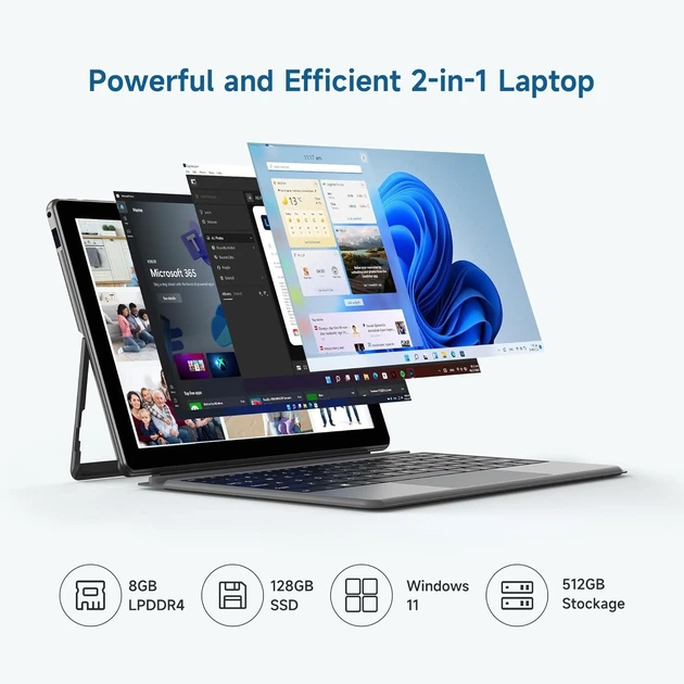 Планшет 10.5" Full HD Alldocube iWork 20 Pro 8/128Gb 4 ядра Windows 11 7000 mAh Чорно-сірий (102198487) - Фото 2 Планшет 10.5" Full HD Alldocube iWork 20 Pro 8/128Gb 4 ядра Windows 11 7000 mAh Чорно-сірий (102198487) - зображення 2
