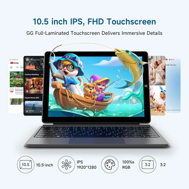 Планшет 10.5" Full HD Alldocube iWork 20 Pro 8/128Gb 4 ядра Windows 11 7000 mAh Чорно-сірий (102198487) - Фото 3 Планшет 10.5" Full HD Alldocube iWork 20 Pro 8/128Gb 4 ядра Windows 11 7000 mAh Чорно-сірий (102198487) - зображення 3