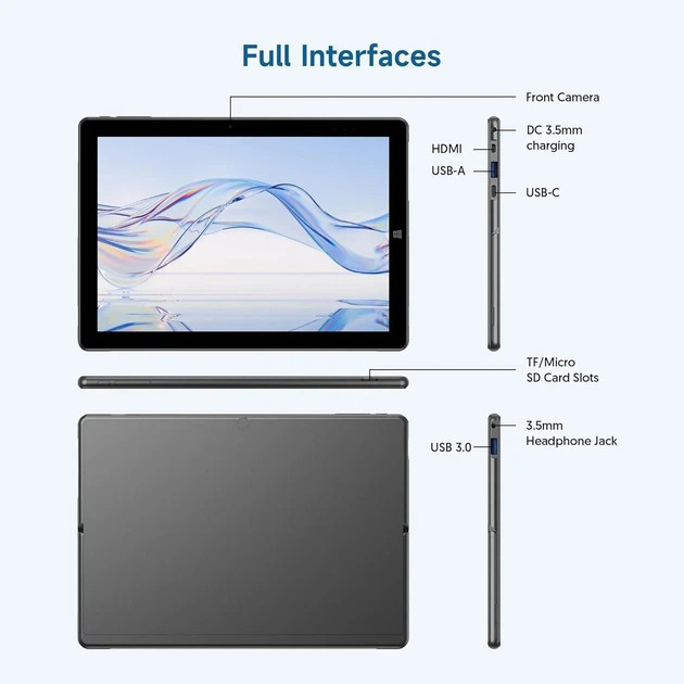Планшет 10.5" Full HD Alldocube iWork 20 Pro 8/128Gb 4 ядра Windows 11 7000 mAh Чорно-сірий (102198487) - Фото 6 Планшет 10.5" Full HD Alldocube iWork 20 Pro 8/128Gb 4 ядра Windows 11 7000 mAh Чорно-сірий (102198487) - зображення 6