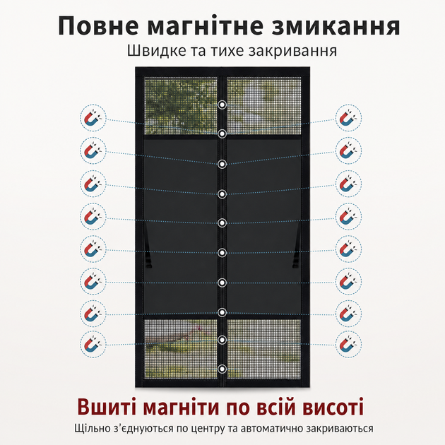 Магнітна затемнювальна москітна сітка на двері з вшитими магнітами 80 x 220 см - изображение 5