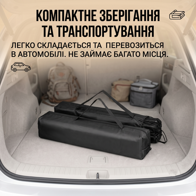 Пляжний набір для кемпінгу 2 стільці з парасолькою та холодильником чорний Складаний комплект для пікніка і з парасолькою, столиком і сумкою-холодильником чорний - Фото 3 Пляжний набір для кемпінгу 2 стільці з парасолькою та холодильником чорний Складаний комплект для пікніка і з парасолькою, столиком і сумкою-холодильником чорний - зображення 3