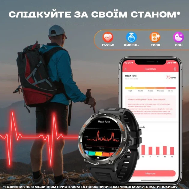 Смарт-годинник Smart Advanture Steel Black OLED 360x360 мм Полікарбонат Чорний - зображення 7