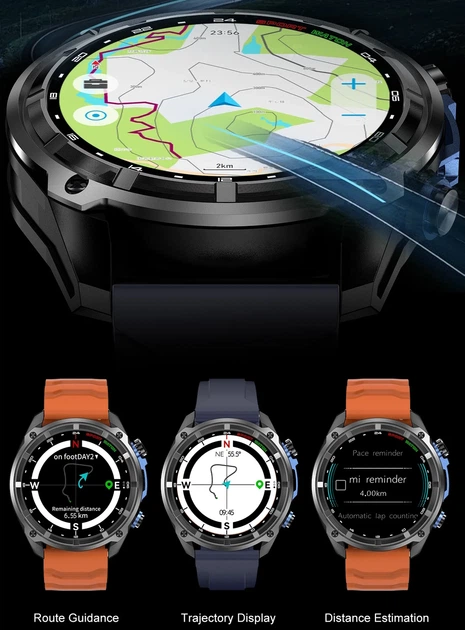 Розумний годинник Smart Navigation Pro GPS AMOLED 1,43" сталь чорний помаранчевий - Фото 6 Розумний годинник Smart Navigation Pro GPS AMOLED 1,43" сталь чорний помаранчевий - зображення 6