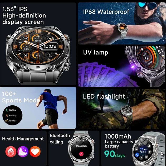 Розумний годинник Smart Flash 53x15 мм Сталь Сріблястий 1.53" Сенсорний дисплей - зображення 4