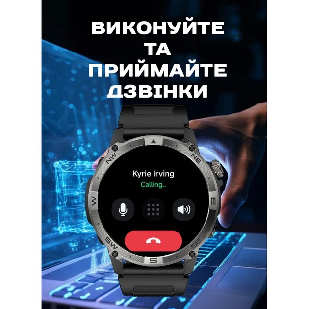 Розумний годинник North Edge GPS Smart Titan AMOLED 47,5х12,5 мм Сталь Чорний - зображення 10