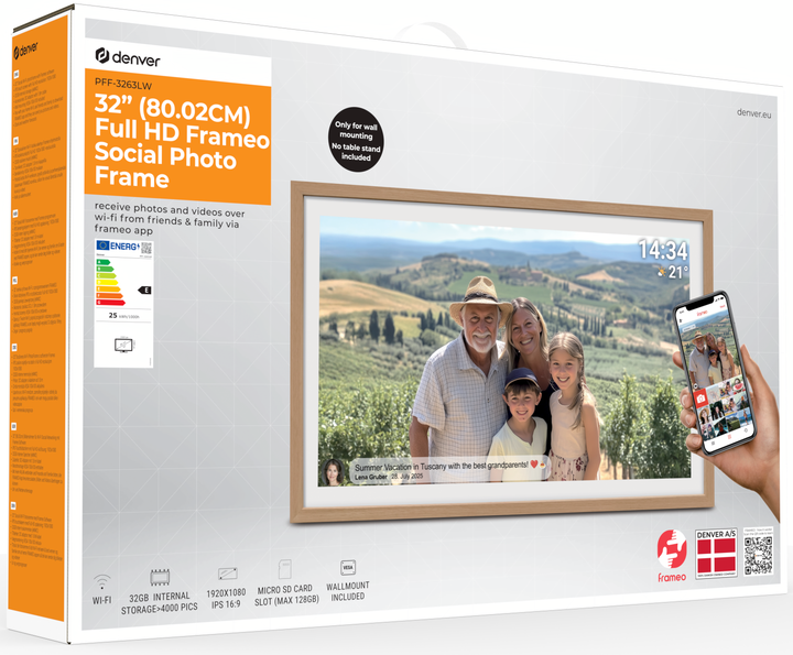 Цифрова фоторамка Denver PFF-3263LW FRAMEO FHD 31.5" Light Wood (PFF-3263LW) - зображення 6