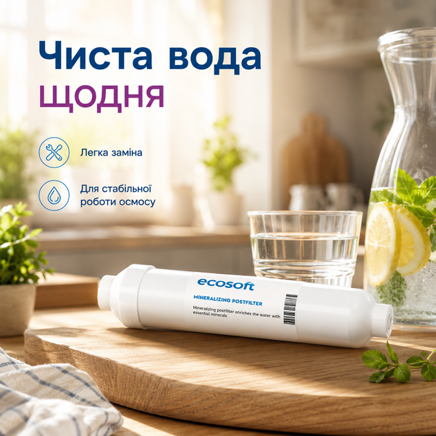 Фільтр насичення води мінералами Ecosoft, лінійний мінералізатор для побутового осмосу - изображение 4