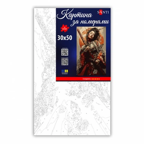 Картина по номерам Santi Дівчина самурай 30х50 см (955554) Santi 955554 1052437 - зображення 2