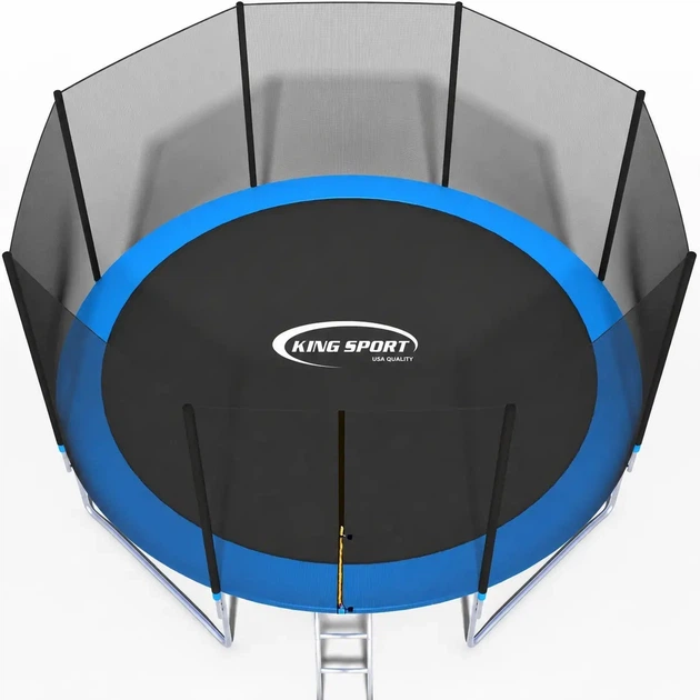 Батут King Sport 435 см 14 FT просторное и надежное игровое пространство для детей и взрослых - с лестницей, наружная сетка - изображение 3