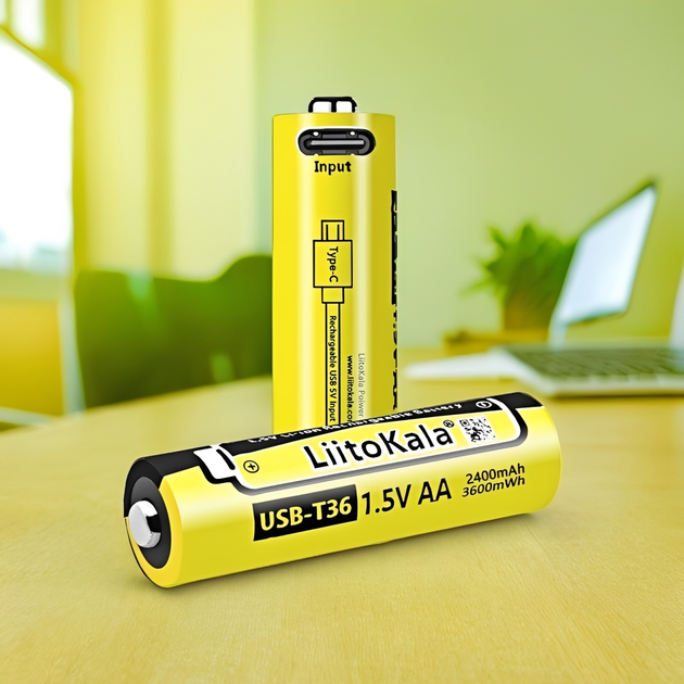 Батарейка акумуляторна АА LiitoKala USB-T36 2400mAh 1.5V багаторазова Li-ion батарейка з USB Type-C перезаряджувана, 1200+ циклів - зображення 6