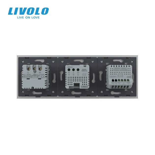 Терморегулятор электронный LIVOLO с проходным выключателем и розеткой USB-C закаленное стекло серый - изображение 4