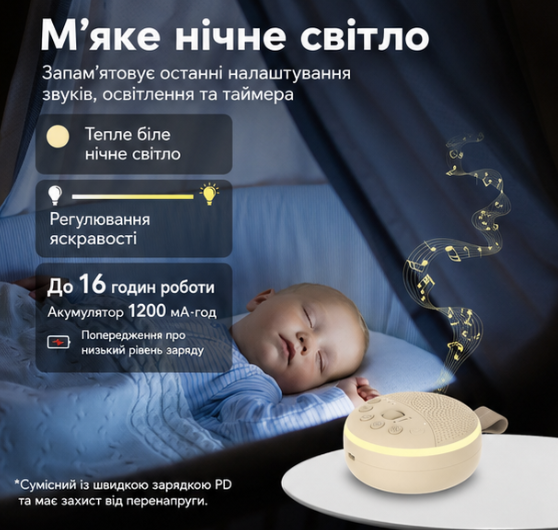 Генератор белого шума с ночником HiFiD HFD-W15 White Премиальная звуковая машина для сна младенцев и взрослых на аккумуляторе 1200 мАч 21 звук - изображение 10