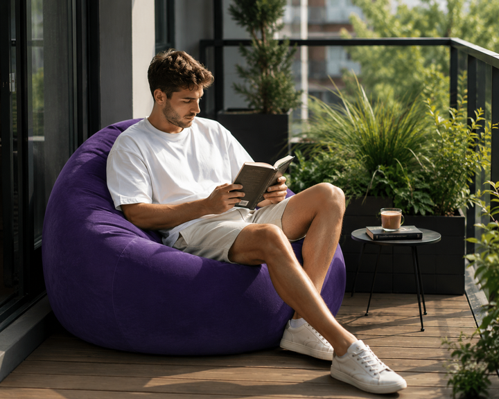 Надувное кресло-пуф Inflatable Sofa / Надувное кресло-мешок 110×110×85 см Фиолетовое - изображение 4