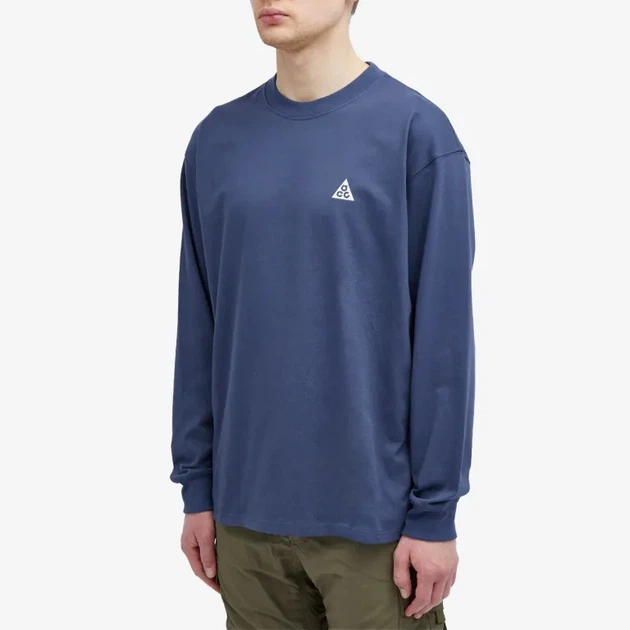 Чоловічий бавовняний лонгслів ACG Dri-FIT FQ3738-437 синього кольору вільний оверсайз Розмір XS - Фото 2 Чоловічий бавовняний лонгслів ACG Dri-FIT FQ3738-437 синього кольору вільний оверсайз Розмір XS - зображення 2