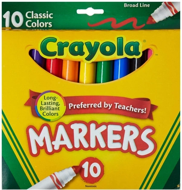 Маркери Crayola Broad Line Markers 10 шт набір фломастери Крайола Оригінал США - Фото 1 Маркери Crayola Broad Line Markers 10 шт набір фломастери Крайола Оригінал США - зображення 1