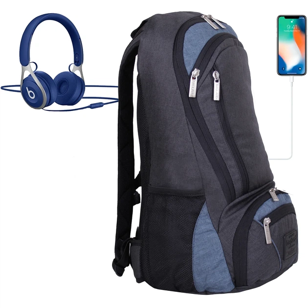 Рюкзак для ноутбука Bagland Granite 23 л 600D меланж черный/серый - Фото 3 Рюкзак для ноутбука Bagland Granite 23 л 600D меланж черный/серый - изображение 3