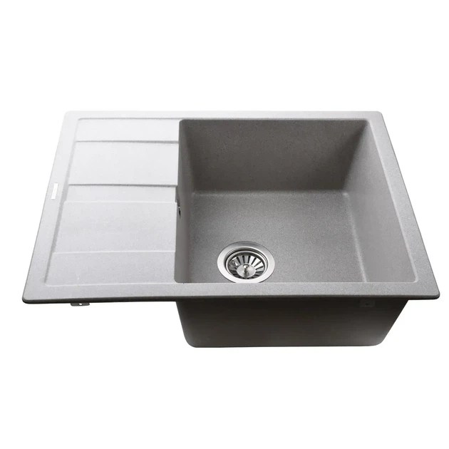 Гранітна мийка Globus Lux One 650x500 накладна, прямокутна, сірий - зображення 3