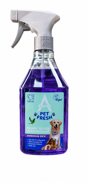 Дезінфікуючий очищувач без хлору Astonish Pet Fresh Morning Dew для твердих поверхонь 550 мл - Фото 2 Дезінфікуючий очищувач без хлору Astonish Pet Fresh Morning Dew для твердих поверхонь 550 мл - зображення 2