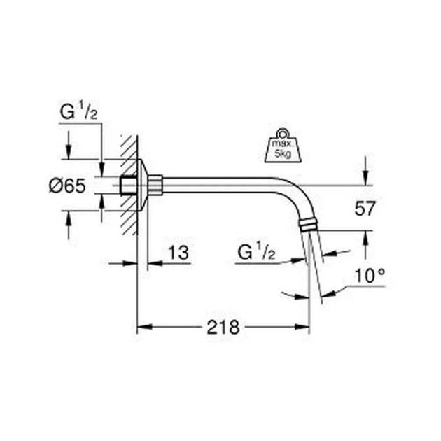 Душовий кронштейн Grohe Relexa 218 мм (27406000) - зображення 3
