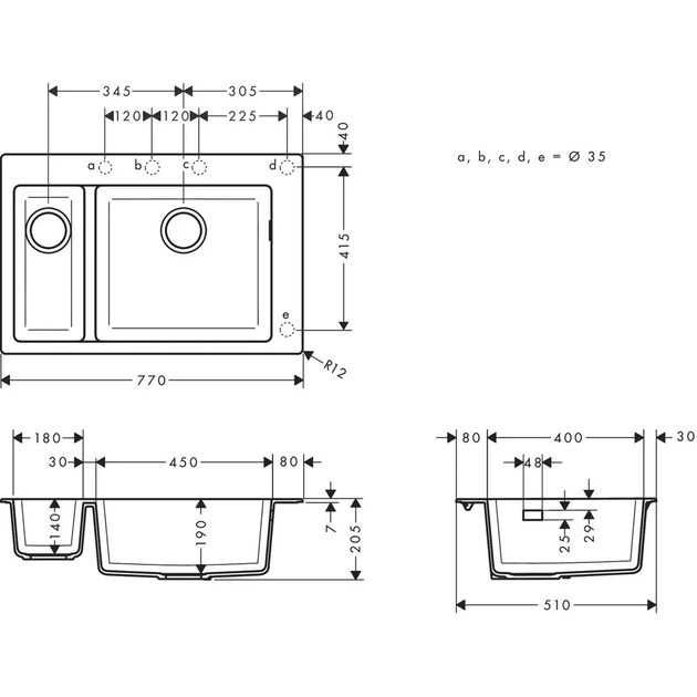 Hansgrohe S510-F635 Мийка кухонна, 2 чаші, Stonegrey (43315290) - зображення 8