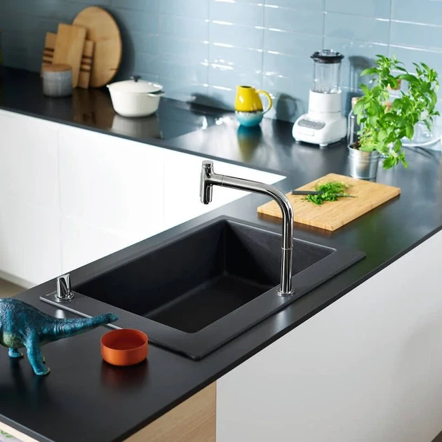 Hansgrohe S 51 Кухонная мойка, Graphite Black (43313170) - Фото 13 Hansgrohe S 51 Кухонная мойка, Graphite Black (43313170) - изображение 13