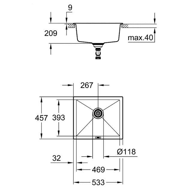 Grohe K700U Мойка кухонная, графит (31654AP0) - изображение 5