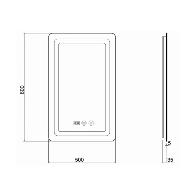 Дзеркало Qtap Mideya з антизапотіванням (DC-F911) 500х800 QT2078F911W - зображення 2