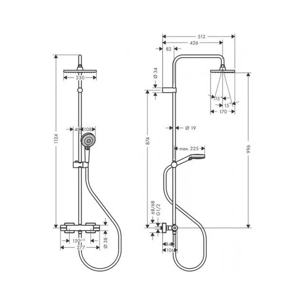 Hansgrohe Vernis Shape Душевая система с термостатом, черный матовый (26286670) - Фото 8 Hansgrohe Vernis Shape Душевая система с термостатом, черный матовый (26286670) - изображение 8