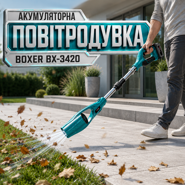 Аккумуляторная воздуходувка Boxer BX-3420, 48 В, для уборки листьев, пыли и садового мусора - изображение 2