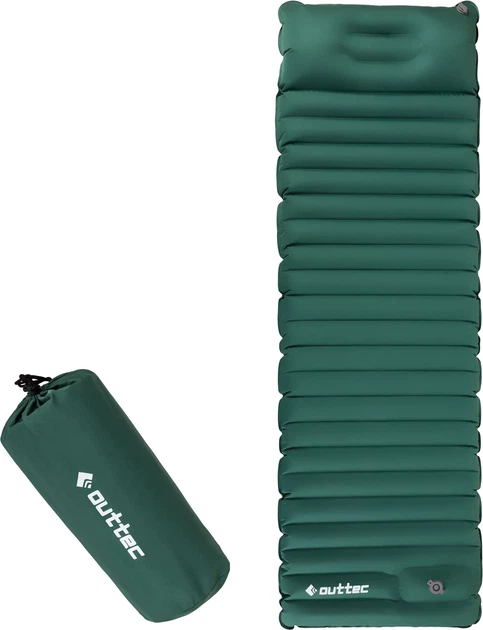 Надувний матрац для кемпінгу Outtec Pillow TPU O-42638 200 x 66,5 см з подшкою Зелений (5905884426388) - зображення 11