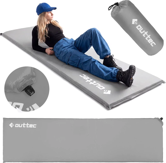 Килимок самонадувний Outtec Travel O-66573 180 x 53 см Сірий (5907766665731) - зображення 8